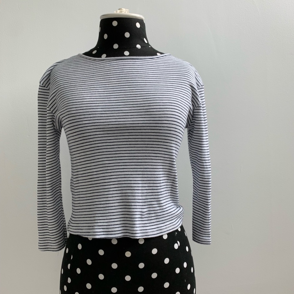 Black and White Striped Crop Top